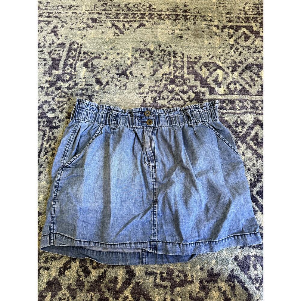 Y2K Denim Aeropostale Pull-On Mini Skirt Preppy Summer Vintage Wash Sz Large
